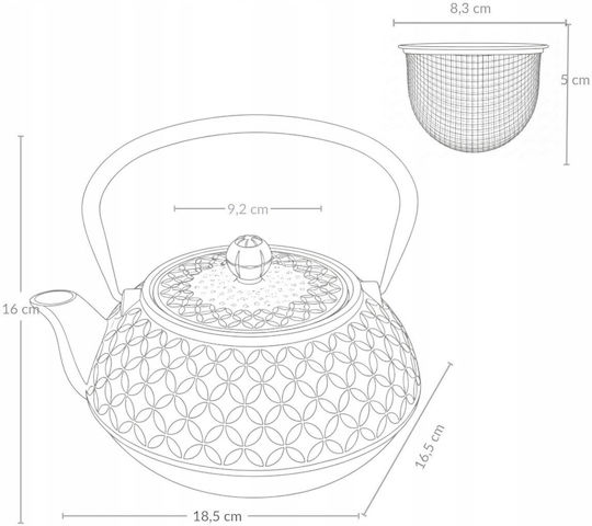 Кетъл с филтър Чугунен Меден 1000ml