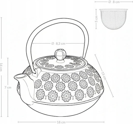 Чайник с филтър Чугунен Меден 1000ml