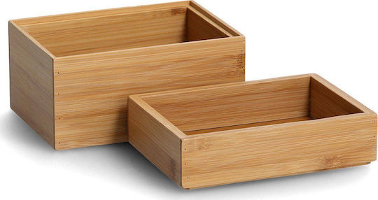 Zeller Wooden Storage Box with Lid Black 17x12cm 2 Pieces