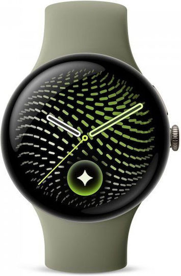 Google Pixel Watch 5 Aluminiu 45mm Waterproof cu Pulsometru (Carcasă Satin Pyrite Aluminiu / Curea Olive Active)