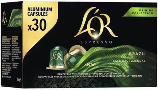 Nespresso Espresso Kaffee- und Getränkekapseln Kompatibilität mit Maschine L'Or 30 Stück