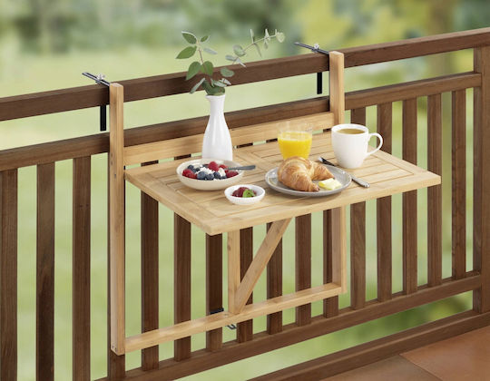 Masă Pentru Spații Exterioare Mici Din Bambus Pliabilă Maro 60.5x42cm