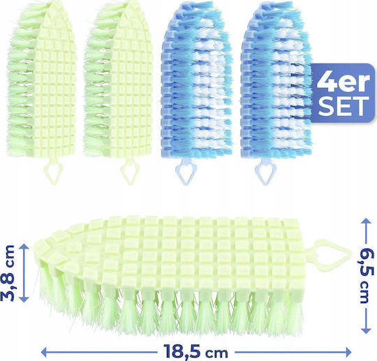 Maximex Plastic Cleaning Brushes with Handle for Multicoloured 4 Pieces