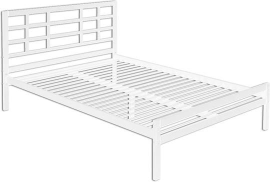 Double Metal Bed White with Slats & Mattress 140x200cm