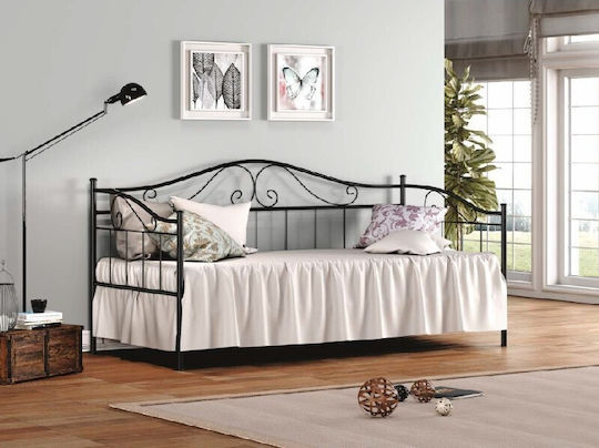 Νο 3 Schlafsofa Einzelbett für Matratze 90x200cm Schwarz