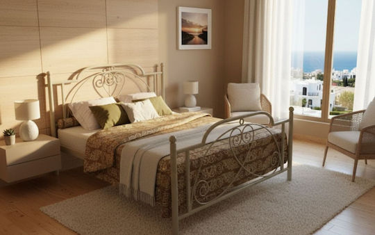 Έλλη Bett Einzel Metall Ecru Für Matratze 90x200cm