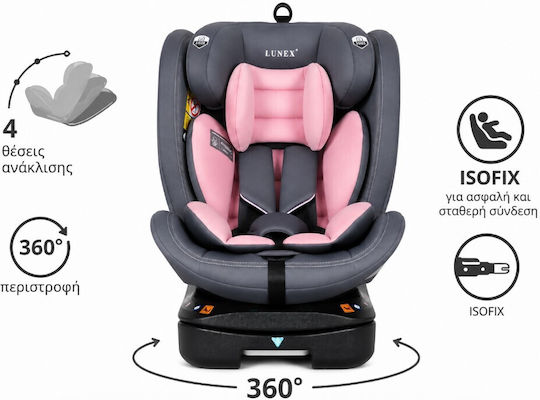 ForAll Lunex Столче за кола с Isofix Grey-Pink 0-36 кг