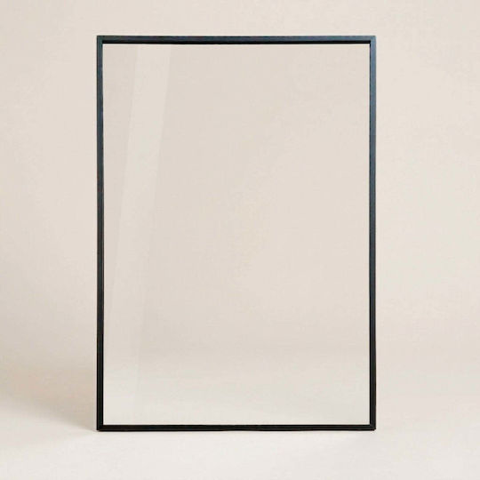 Edaxo Rechteckiger Badezimmerspiegel aus Metall 60x40cm Schwarze