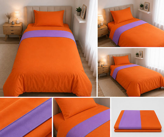 Hatzitex Duvet Cover Single 160x230 Colours Orange-Purple