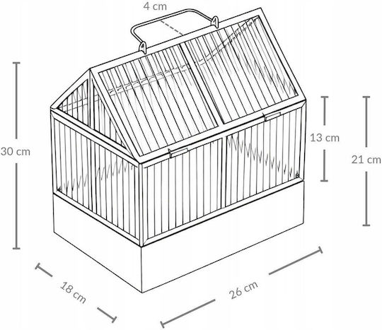 Edaxo Gewächshaus Haus mit Metallischem Rahmen 30x26x18cm
