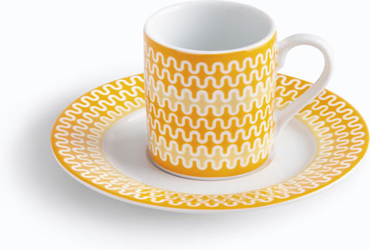 Ionia Illusion Set Cesti Cafea din Porțelan Galbene 6 bucăți