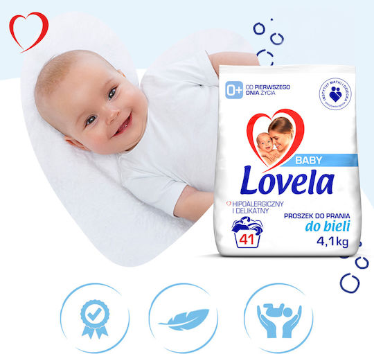 Lovela Бебешки Перилен препарат на прах за Бял дрехи 4.100кг (41 Мерителни чаши)