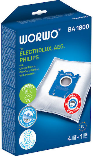 Worwo Σακούλες Σκούπας 4τμχ Συμβατή με Σκούπα Electrolux / Philips