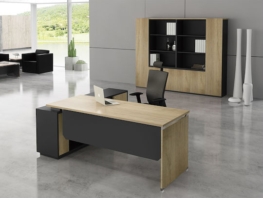 Corner Professional Office Project Wooden Beige 220x200x75cm