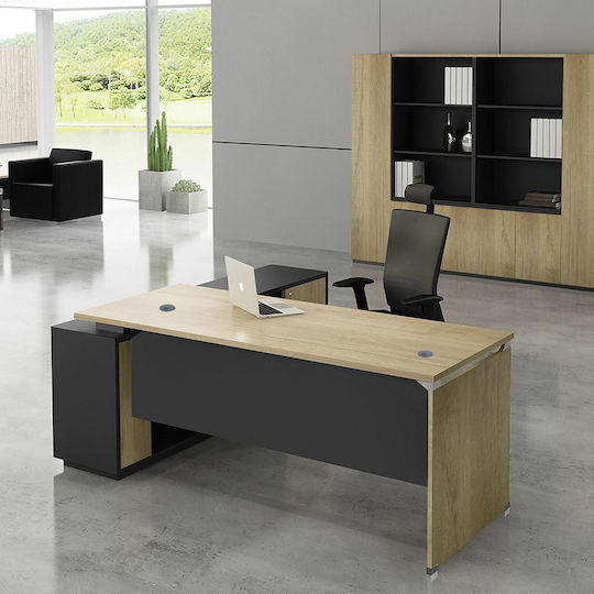 Corner Professional Office Project Wooden Beige 220x200x75cm