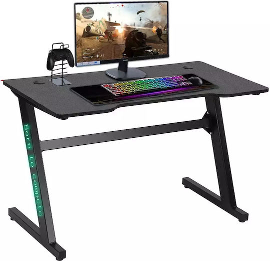Gaming Office Wooden Pink with Metal Legs & LED 80x30x73cm