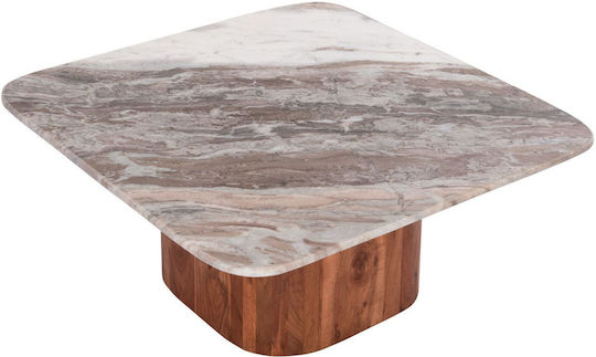 Square Central Coffee Table Volti Made of Solid Wood Grey W80.5xL80.5xH37cm