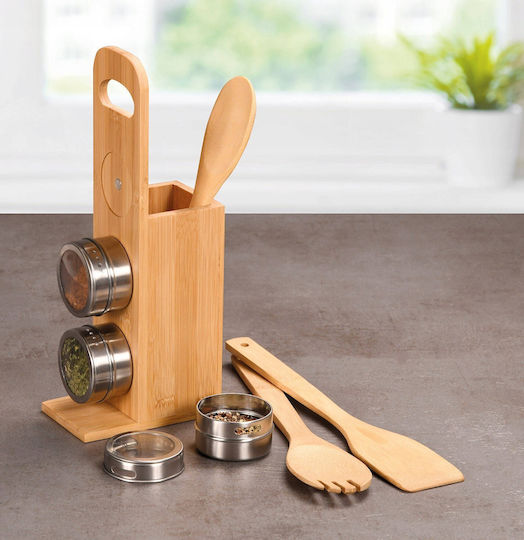 Kesper Bamboo Cooking Utensil Set With Stand 7 Pieces Brown
