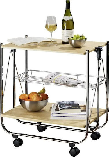 Rectangular Coffee Table from Solid Wood Foldable with Wheels Pine L68xW40.5xH70cm