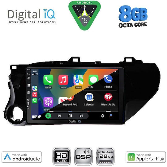 Digital IQ Автомобилна Аудио Система За Toyota Hilux 2017-2026 Bluetooth USB Вграден Wi-Fi GPS Apple CarPlay Android Auto С Touch Screen 10"