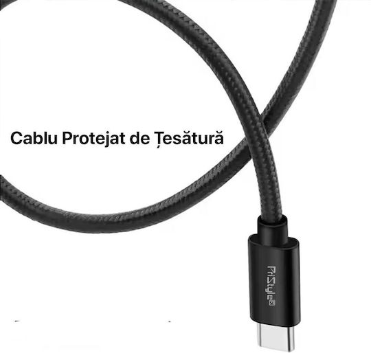 Cablu Braided USB-C tată - USB-A Negru 1m