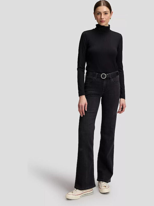 Damenbluse Langärmeliges Rollkragenpullover Schwarze