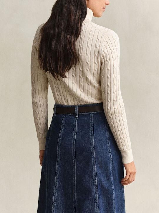 Gant Gant Damen Langärmelig Baumwolle Rollkragenpullover Creme