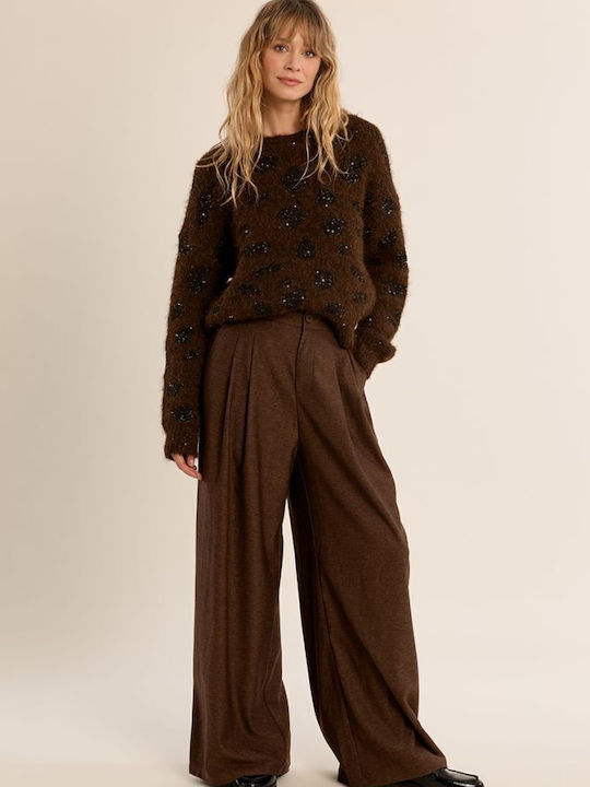 Women's Sweater Animal Print Brown