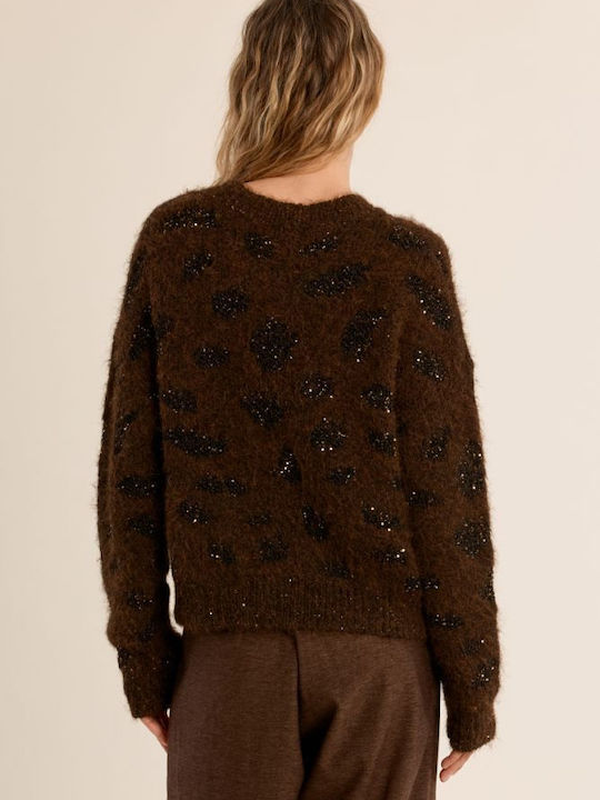 Women's Sweater Animal Print Brown