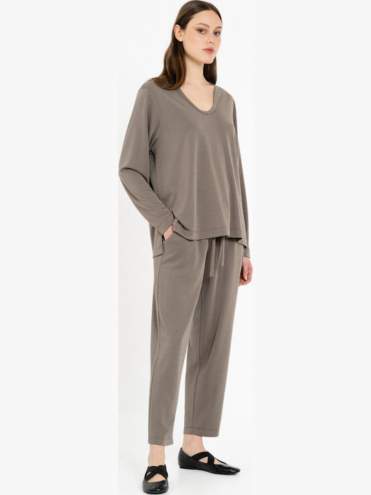 Women's Blouse Long Sleeve with V-Neck Puro