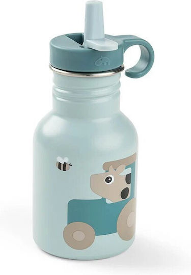 Done by Deer Stainless Steel Kids Water Bottle with Straw Blue