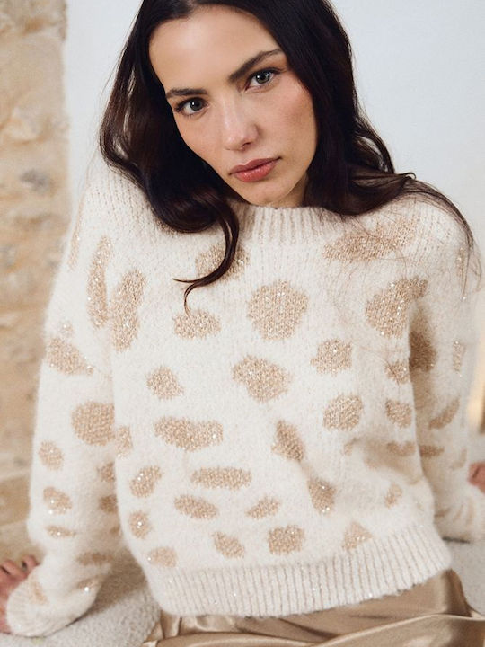 Γυναικείο Πουλόβερ Animal Print Εκρου