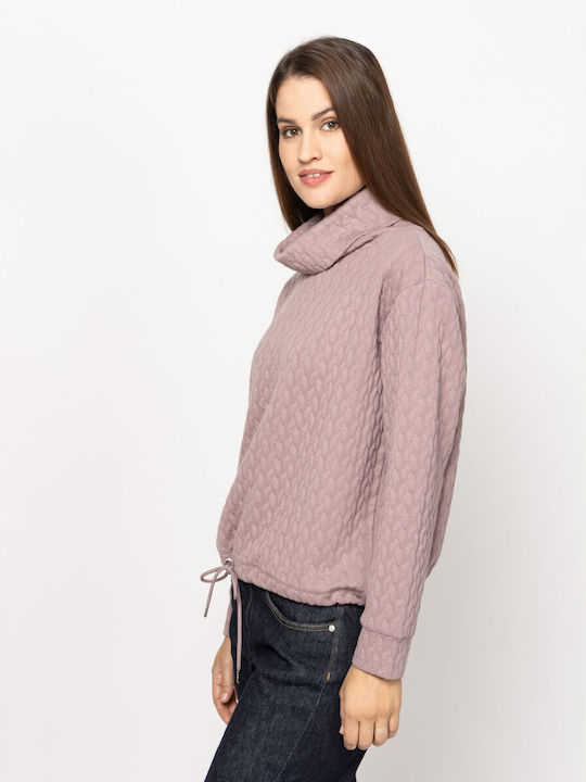 Damen Bluse Rollkragenpullover Hell Pale