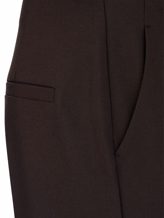 Дамски Текстилен Панталон в Regular Кройка Dark Brown