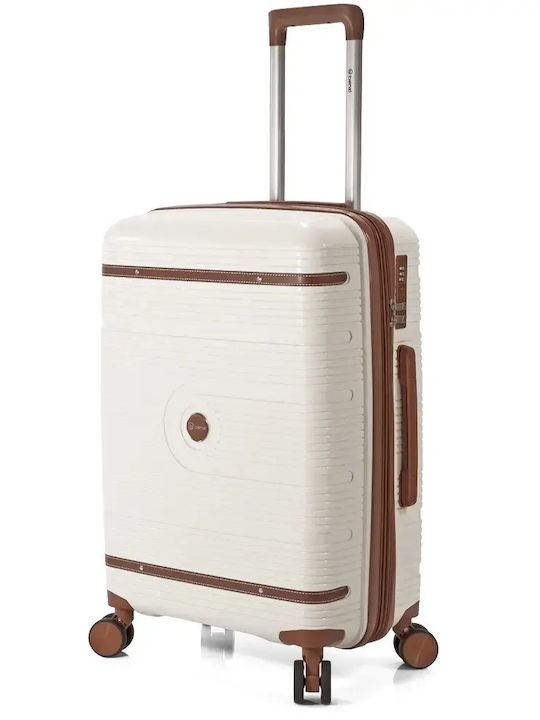 Benzi Hard Beige Travel Suitcases Set 3pcs