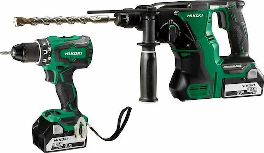 Hikoki KC18DRBLWDZ Комплект Двигател за Бормашина и Чук Безчеткови 18V с 2 Батерии 5Ah и Калъф