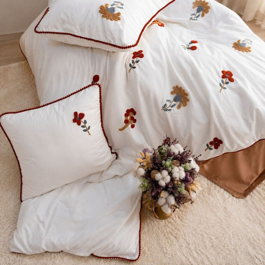 Şaheser Set Huse Pentru Pilote 200x220cm Dublă Cu 4 Fețe De Pernă & 1 Cearșaf Natural