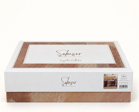 Şaheser Set Cuvertură Pat Dublu Mare Maro 240x260cm 4 Bucăți