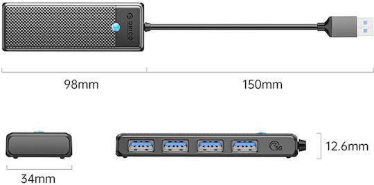 Orico USB Хъб 4 Порта с USB-A Свързване