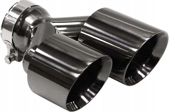 Mtuning Kaminrohr Auspuff Endstück Typ 32 89mmx2 Eingang 67mm Schwarz Chrom Set