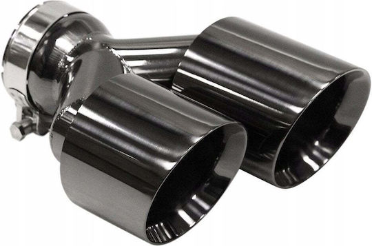Mtuning Auspuff Endstück Typ: 32 89mmx2 Eingang 70mm Schwarz Chrom Set