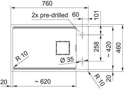 Franke Kubus Поддръжка 76x46см Oyster