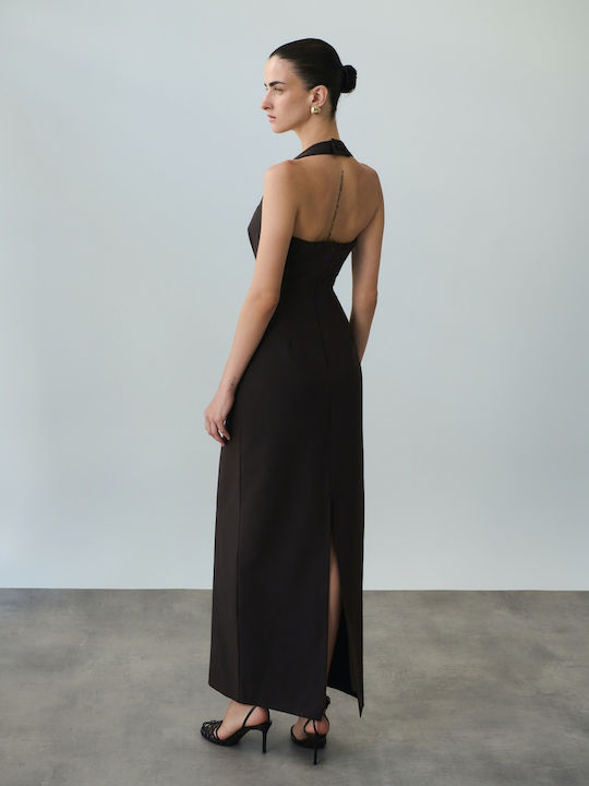 Summer Maxi Evening Slip Dress Dark Cocoa
