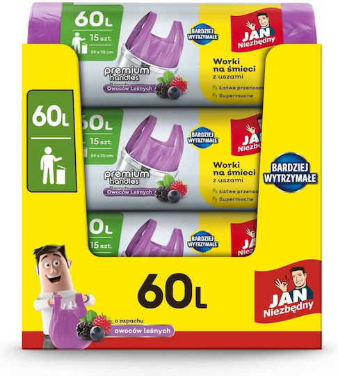 Staples Sacuri De Gunoi Parfumate Pentru Grădină Capacitate 60lt Cu Mânere 15 Bucăți Violete