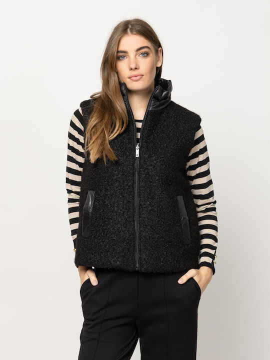 Women's Sleeveless Jacket for Winter Black