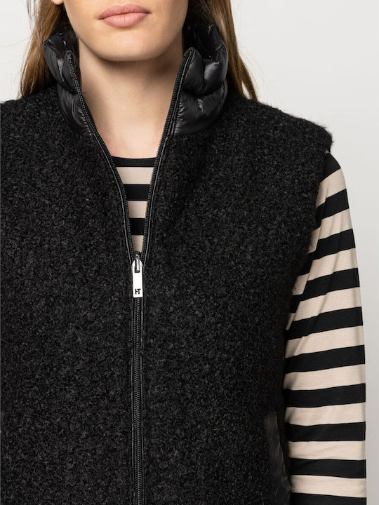 Women's Sleeveless Jacket for Winter Black