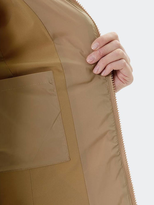 New Aleta Дълго Дамско Puffer Яке за Зима Бежово