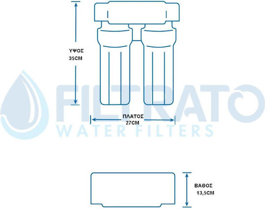 Filtrato Whf12d-usa Устройство за Филтриране на Вода Двойна Под Мивката Диаметър на Тръбата ½" с Чешма и Резервен Филтър 57-0025/8