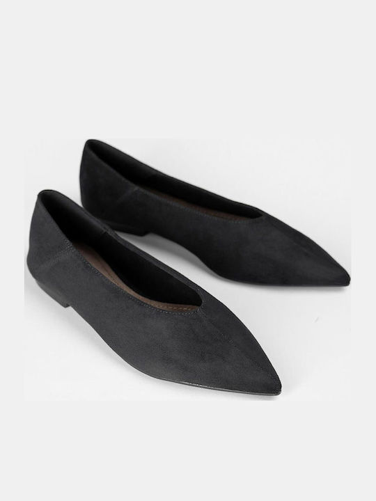 Wildleder Damen Ballerinas Spitz zulaufend Schwarze