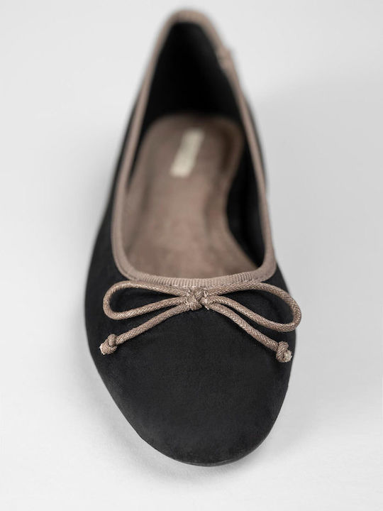 Wildleder Damen Ballerinas Spitz zulaufend Schwarze